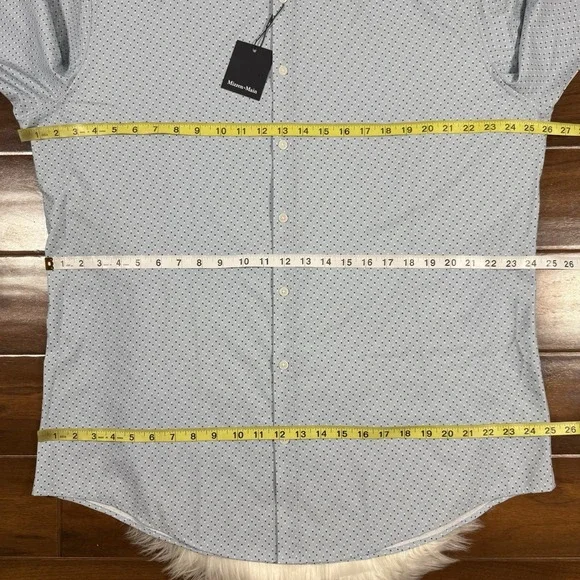 Mizzen + Main Men's Size XXL Blue Dot Trim Fit Leeward Button Up Shirt L/S